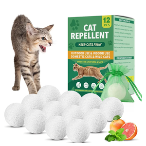 Cat Repellent Outdoor & Indoor, Cat Deterrent Outdoor Indoor, Natural Essential Oil Ball, Anti Cats Scratch for Furniture, Keep Cats Out of Yard, Keep Cats Away from Garden, Lawn Plants, 12 Packs, missing 2