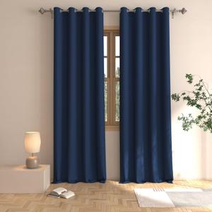 Blackout Curtains Navy Blue 100 inches Long Bedroom Room Darkening Window Curtain Panels Living Room Divider Patio Doorway Sliding Glass Door Grommet Top Thermal Insulated Drapes 2 Panels 52"x100" (52"W x 100"L (Pack of 2))