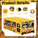 Peryiter 5.5 Ft Halloween Ghost Bus Theme Boo Party Spooky Bus Washable Fabric Polyester Rectangular Tablecloth Protector for Halloween Party Decoration