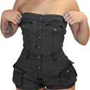 Womens Tube Denim Romper Sexy Bodycon Strapless Backless Cargo Shorts Summer Stretch Jean Jumpsuit Clubwear (Small, 1-black)