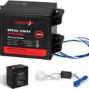 FIERYRED LED Test Trailer Brakes Breakaway Kit with Battery and Switch, Side Load Break-Away Controller System, Built in 12V 5AMP Charger