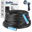Aunfles 50FT Garden Hose - Flexible Water Hose with 10 Spray Nozzle, Lightweight Design, Easy Storage, Leak-Proof, Compact, Portable, Car Wash for Yard (Black)