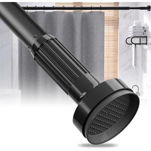 KASURE Tension Curtain Rod 45 to 120 Inch Shower Curtain Rod NO Drilling Extra Long Tension Rod Easy to install Shower Rod for Closet Bathroom Heavy Duty Outdoor Curtain Rods for Windows Black