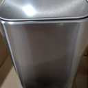 simplehuman Slim Step Can, 9L / 2.4 Gallon Primary Bathroom Trash Can, Liner Pocket®, Sleek Internal Hinge, 150,000-Step All-Steel Pedal, Lid Shox® Silent Close, Brushed Stainless Steel