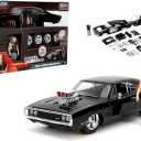 Jada Toys Fast & Furious Dom & Dodge Charger R/T, 1:24 Scale Build n' Collect Die-Cast Model Kit with 2.75" Die-Cast Figure, Black