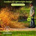 Leaf Blower Cordless with 2 x 4.0Ah Battery Operated and Fast Charger, 580CFM 180MPH Electric Leaf Blower, 3 Speed Mode, 20V Powered Handheld Blowers for Lawn Care, Blowing Leaves, Small Gravel, Green