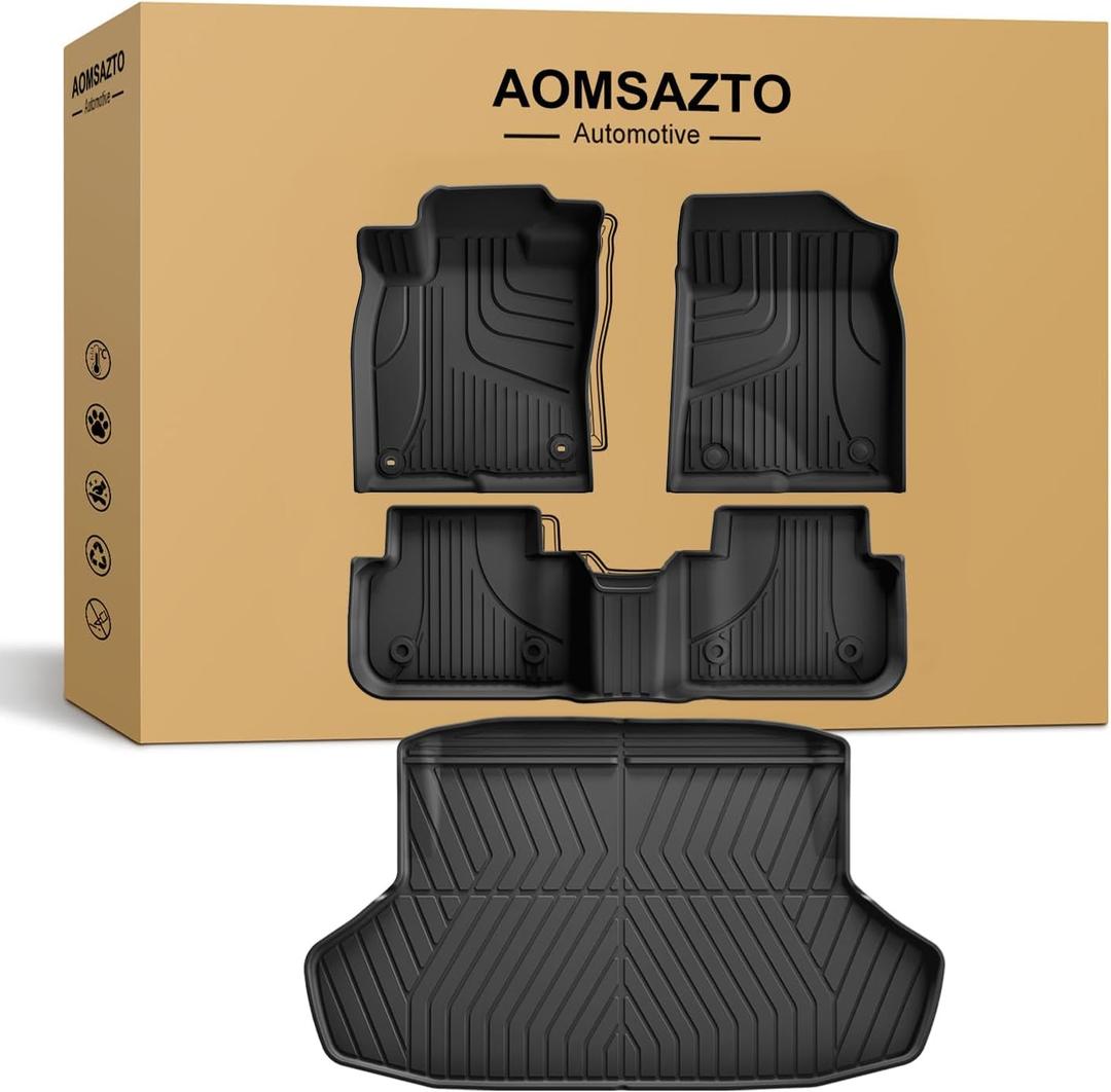 Floor Mats & Cargo Mat for Honda Civic Sedan 2022-2026 (Fits Rear Seats with or Without USB Ports) - All Weather TPE Car Floor Liners, 1st & 2nd Row & Trunk Liner(Not for Hybrid/Hatchback)