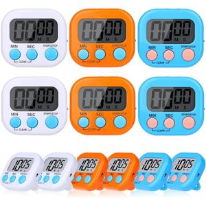 12 Pack Digital Kitchen Timers for Cooking, Small Magnetic Countdown Classroom Timer for Teachers Kids, Big Digits Loud Alarm Backing Stand Timers for Kitchen, Shower, Study, Work, Exercise Training