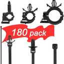 180Pcs Wire Loom Clips for Car Push Mount Zip Ties Assorted Sizes Automotive Fuel Line Cable Ties 6 Inch Wire Holder for Car Zip Ties Anchors Screw Mount Zip Tie Automotive Wiring Clip