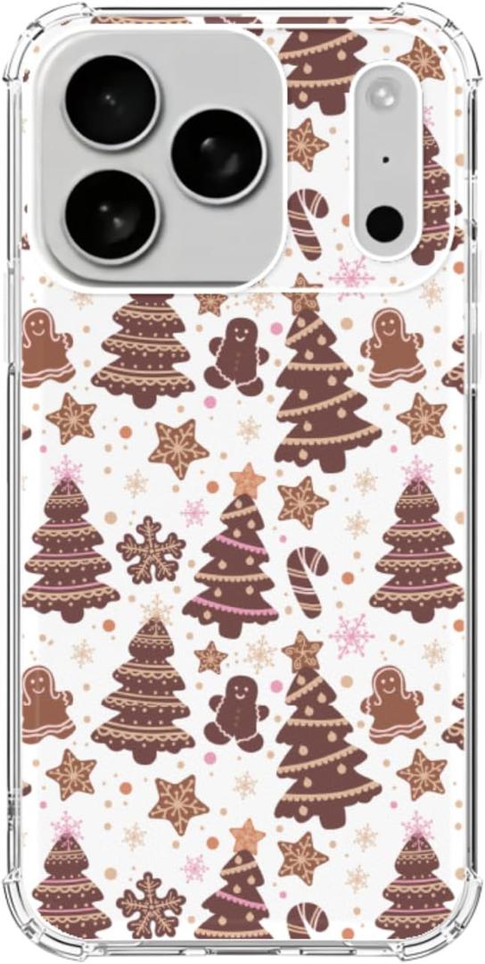 Hagkou Gingerbread Christmas Phone Case for iPhone 17 Pro, Cute Christmas Trees Cover, Cool TPU Phone Case Cover