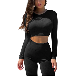 Workout Set for Women 2 Pieces Outfits Seamless Yoga Leggings with Sports Bra Tank Top Gym Sets Matching Sets, S