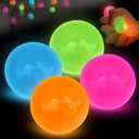 4Pcs Glow in The Dark Sensory Balls, Upgraded Glowing Sticky Balls Stick to The Ceiling, Stress Relief Sensory Ball Toys for Adults & Kids, Stocking Stuffers, Asmr Cool Stuff & Party Favors