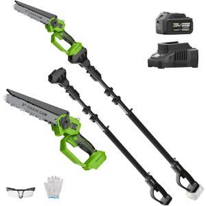2-in-1 Cordless Pole Saw & Mini Chainsaw 20V 3.0AH 8-Inch 15FT Reach Electric Tree Trimmer Battery Powered Chainsaw with Extension Pole for Tree Trimming Branch Cutting Pruning
