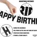KatchOn, Glitter Black Happy Birthday Banner Light Up - Prestrung, 10 Feet | Light Up Happy Bday Sign | Happy Birthday Decorations for Men, Women, Boys, Girls | Halloween Birthday Party Decorations
