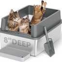 28''L20''W14''H XXL Stainless Steel Litter Box with High Sides,XXXL Metal Maine Coon Litter Box with Tall Walls for Big Cats,8'' Deep Litter Boxes,Never Absorbs Odors,Easy to Clean