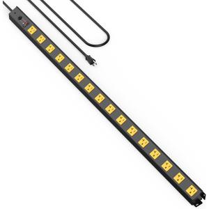 HHSOET 16 Outlet Long Power Strip, 4FT Heavy Duty Power Strip with 4800J Surge Protection, 20a Mountable Wide-Spaced Outlets for Home, Office, Garage & Workshop - ETL Certified