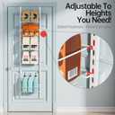 Delamu Pantry Door Organizer, Adjustable Metal Over the Door Pantry Organizer Rack, 6-Tier Over the Door Spice Rack, Kitchen Pantry Door Organizers and Storage, D5 W12 H52.1 inch, White, Small