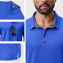 NIASHOT Mens Polo Shirt Short Sleeve Golf Sports Casual Tee (Blue, M)