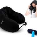 Travel Neck Pillow for Airplane | Best Neck Pillow for Airplane Travel with Adjustable Hoodie, Soft Latex Support, Side Pocket & Soft Cover | Traveling Pillow for Long Flights, Car, Home & Sleep