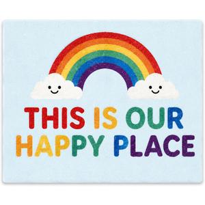 Breling Calm Down Corner Rug, Rainbow Rug 4 x 3.2 ft Classroom Non Slip Mat