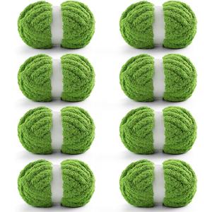 8 Pack Chunky Yarn for Crocheting, Blanket Thick Chenille for Hand Knitting, Soft Chunky for Crochet 28 Yds 7.7 Oz Each Skein (Autumn Fragrance Green)