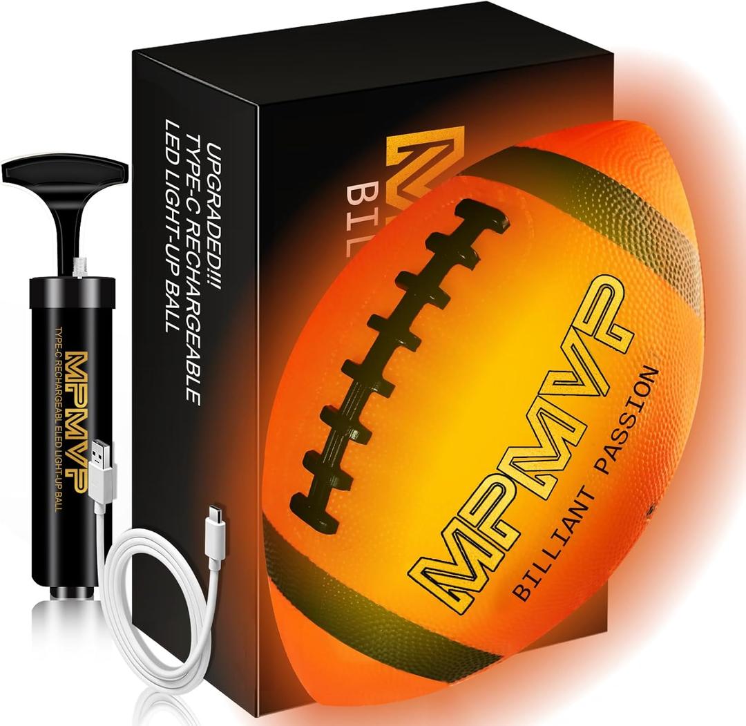 Glow in The Dark Football - Cool Light Up Outdoor Sports Toy for Boys and Girls - Ideal for Toddlers to Teens and Family Outside Games - Perfect Birthday for All Ages (Size 9)