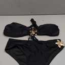 SherryDC Womens Cheeky Bikini Sets Sexy Bandeau Self Tie High Cut Swimsuit Bathing Suit (Medium, 201-black)