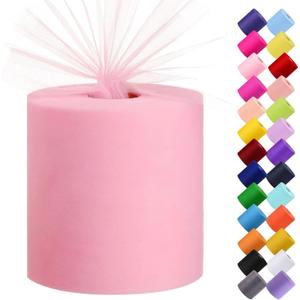 Tulle Fabric Roll, 6 by 200 Yards (600FT) Tulle Organza Fabric Spool for DIY Tutu Skirt Baby Shower Decor Wedding Backdrop Crafts Birthday Party Supplies (Pink)