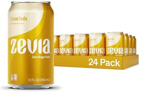 Zevia Zero Sugar Soda, Cream Soda, 12 oz Cans (14-Pack) – Naturally Sweetened, Non-GMO Project Verified, Gluten-Free, Vegan