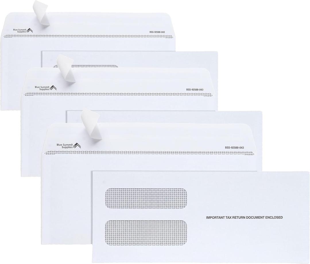 1099 Nec Envelopes 2025 Self Seal, Designed for 1099 3 UP NEC Tax Forms, 3 13/16’’ x 8 7/8’’ DoubleWindow, Security tinted, 25 Pack 1099 Envelpes
