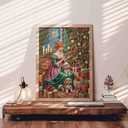 Victorian Lady and Dog Jigsaw Puzzles 1000 Pieces Christmas Tree Art Jigsaw Puzzles for Challenging Family Activity Games DIY Handwork Puzzle for Home Wall Decor Gifts 20x27 Inches (Santa-09)