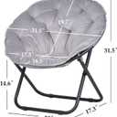 VECELO Saucer Chair for Adults, Folding Moon Chair with Metal Frame, Faux Fur for Bedroom, Living Room, Dorm Room, Apartment, Grey