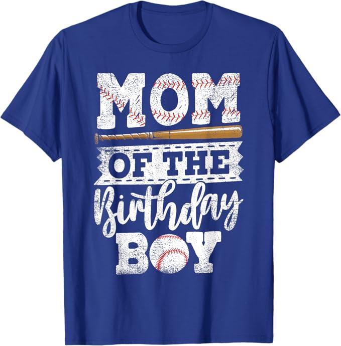 Baseball Birthday Party, Family Matching Shirts Mom of The Birthday Boy Baseball Baller Kids T-Shirt, blue Size Medium