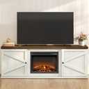 VASAGLE Fireplace TV Stand for TVs up to 80 Inches, 18-Inch ELectric Fireplace with Remote, Farmhouse Entertainment Center, Media Console Table for Living Room, Rustic White and Honey Brown ULTV541W01
