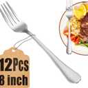 12 Piece Dinner Forks Set, Food-Grade Stainless Steel Silverware Forks, Cutlery Fork, Metal Fork for Home, Kitchen or Restaurant, Mirror Polished, Dishwasher Safe - 8 Inch