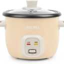 AROMA Mini Rice Cooker, 2-Cup (Uncooked) / 4-Cup (Cooked), Grain Cooker, Soup Maker, Oatmeal Cooker, Auto Keep Warm, 1 Qt, Milk Tea color