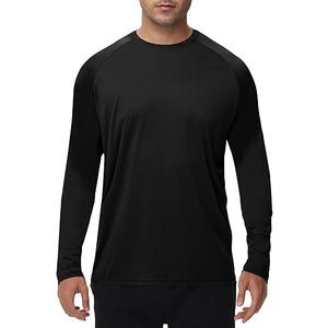 Men's Shirts Long Sleeve,  Fishing Hiking Running Workout T-Shirt, Black, Size XL