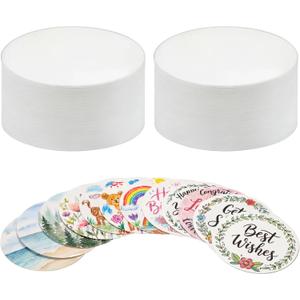 AmazingSpark 100 Pieces Round Blank Cards 300 GSM 3" Kraft Paper Cardstock Thick Paper Cutout Use for Painting Drawing, DIY Craft Projects, Homemade, Classroom Bulletin Board Decoration(White)