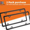 Black Matte License Plate Frames 2 Pack, Stainless Steel License Plate Cover, License Plate Holder with 4 Holes, Universal Tag Frames with Screws for car Front and Rear