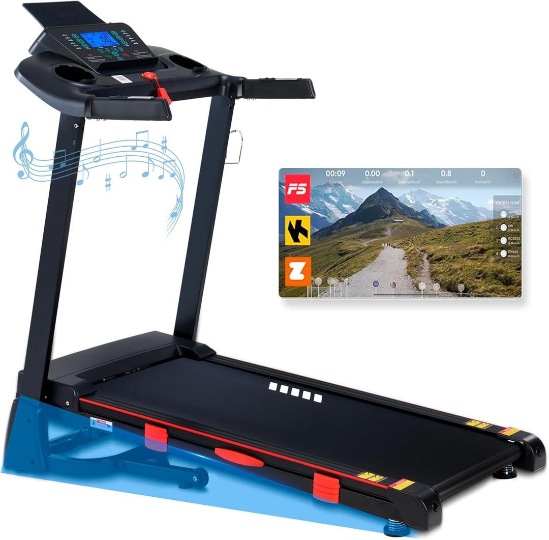 ATEEDGE Treadmills for Home, 15% Auto Incline, 0.5-10 MPH, 18" Belt, 3 HP, 350lb Capacity, Foldable, Bluetooth App