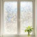 Window Privacy Film, 3D Prism Stone Static Clings Stained Glass Decorative Rainbow Window Film, UV Blocking Non Adhesive Window Covering for Car, Home & Office, 23.62" x 157.48"