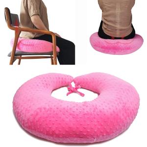 Coceyese BBL Pillow After Surgery for Butt Sleeping, Brazilian Butt Lift Pillow Post Surgery Recovery for Sitting Sleeping Driving Donut Pillow for Woman Lumbar Back Cushion Seat Foam (Pink Dot)