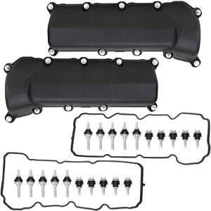 MITZONE Left and Right Engine Valve Cover Set with Gasket Bolts Compatible with 2002-2012 Dodge Dakota Durango Nitro RAM 1500 Jeep Liberty Commander Grand Cherokee 3.7L Replace 53021937AC 53021938AB