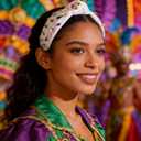 Mardi Gras Headband for Women Carnival Costumes Headbands Fat Tuesday New Orleans Masquerade Party Accessories (White)