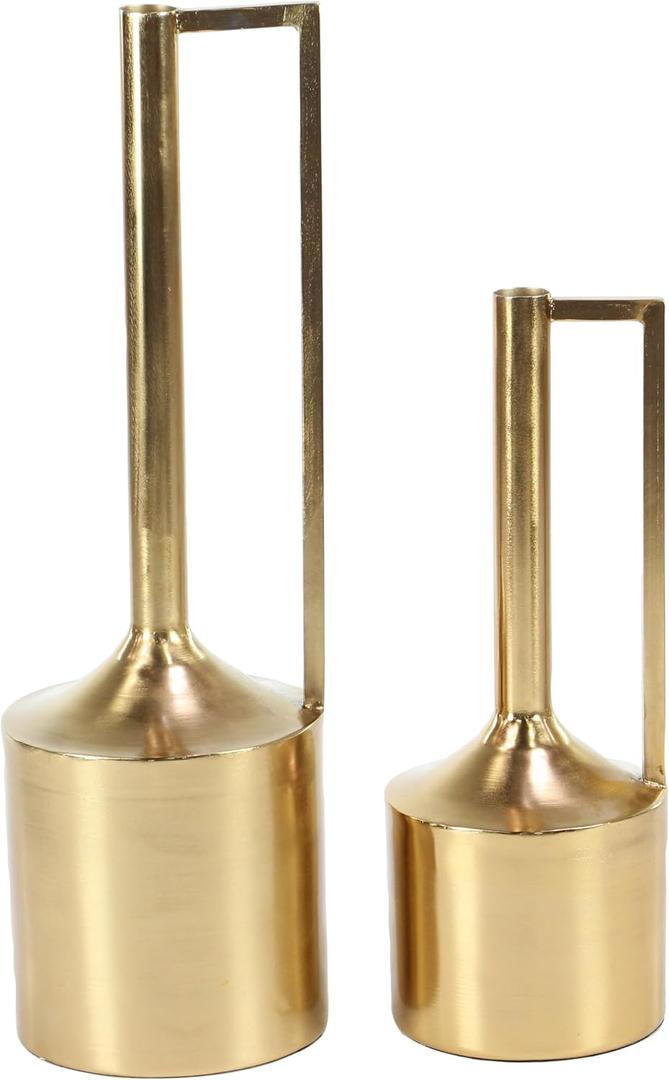 Deco 79 Metal Decorative Vase Centerpiece Vases with Handles, Set of 2 Flower Vases for Home Decoration 16", 22"H, Gold