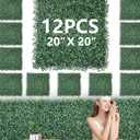 12Pcs 20"x 20" Grass Wall Panels Greenery Wall Backdrop Artificial Boxwood Hedge Panels UV Protected Easy Install for Indoor/Outdoor Privacy Fence & Garden Decor