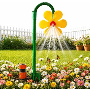 Yellow Push-to-Fit Drip Irrigation Emitters,Water Sprinkler, 360 Rotating Crazy Daisy Dancing Flower Water Sprinklers for Lawn Garden Flower Bed Watering, Sprinkler for Dogs Yard