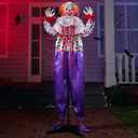 JOYIN 67" Halloween Clown Decorations Outdoor Scary Animatronic Standing Talking Purple Ghost with Motion and Light, Sound Activated Giant Decor for Indoor Haunted House Party Props.