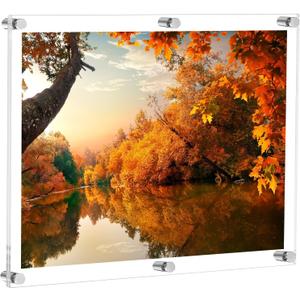 Large 20x30 Floating Acrylic Wall Frame 1 Pack, Clear Frameless Picture Frame with Standoff Mounts, Transparent Lucite Photo Display for Home, Office, Posters, or Art Prints