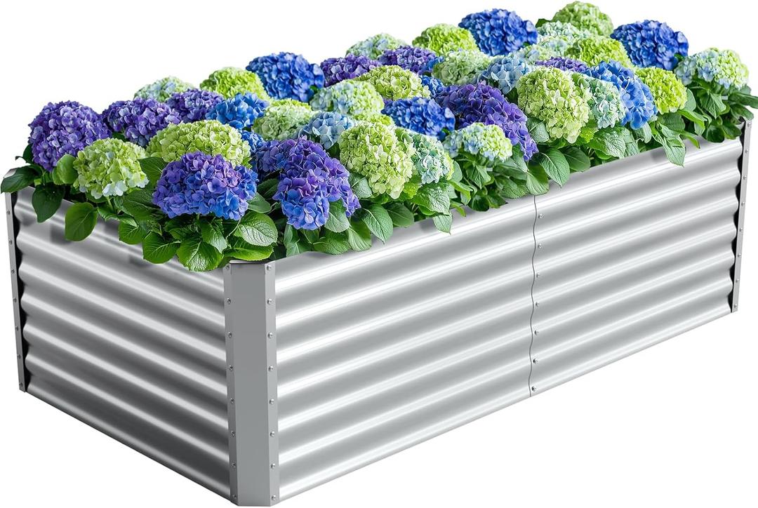 6X3X2ft (1 Pack) Galvanized Raised Garden Bed,Outdoor Courtyard Planter Box Metal Patio Kit Planting Bed for Vegetables Flowers Herb,The material is thickened and not prone to deformation or rust (632ft)